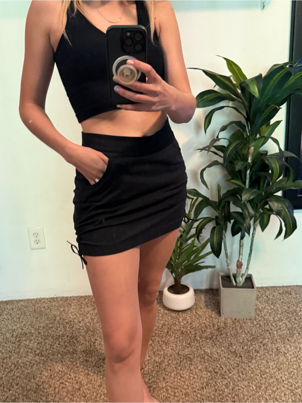 Columbia Black Mini Skort with Side Drawstring